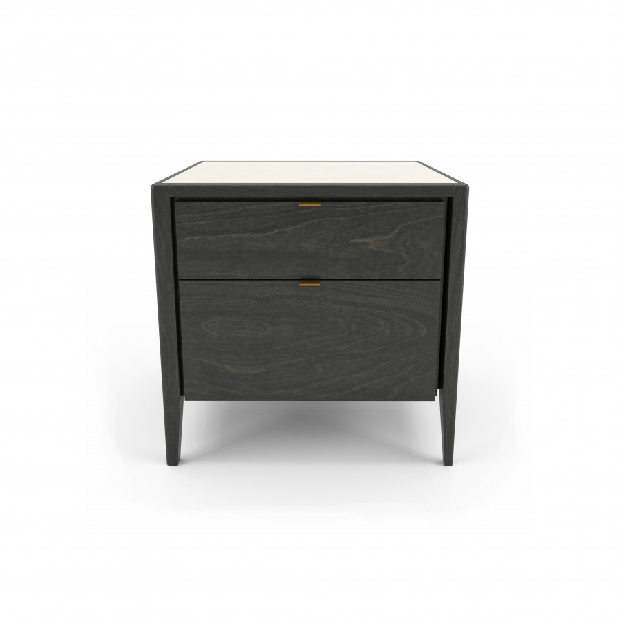Illustré en merisier noirci #23 et verre crème 321 Table de nuit