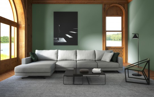 Shown in Trininy fabric TR060, Brasilia BR060 and Moss leather CD003.