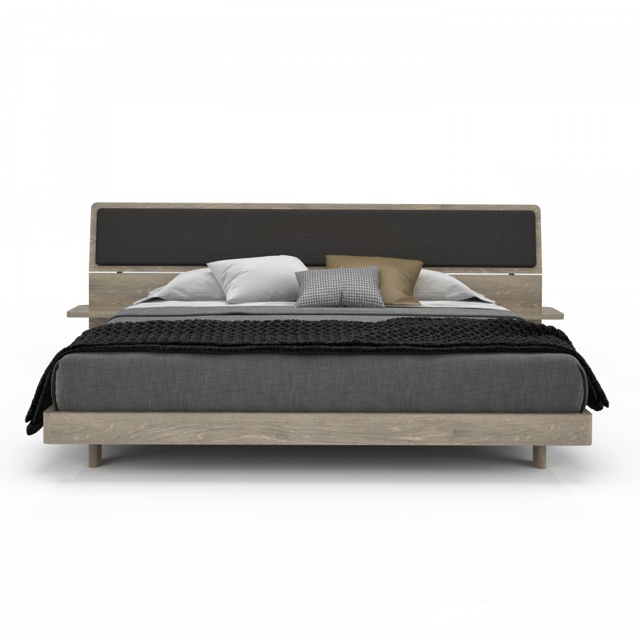 Shown in raw birch #005 and Velluto fabric Queen / King extended bed