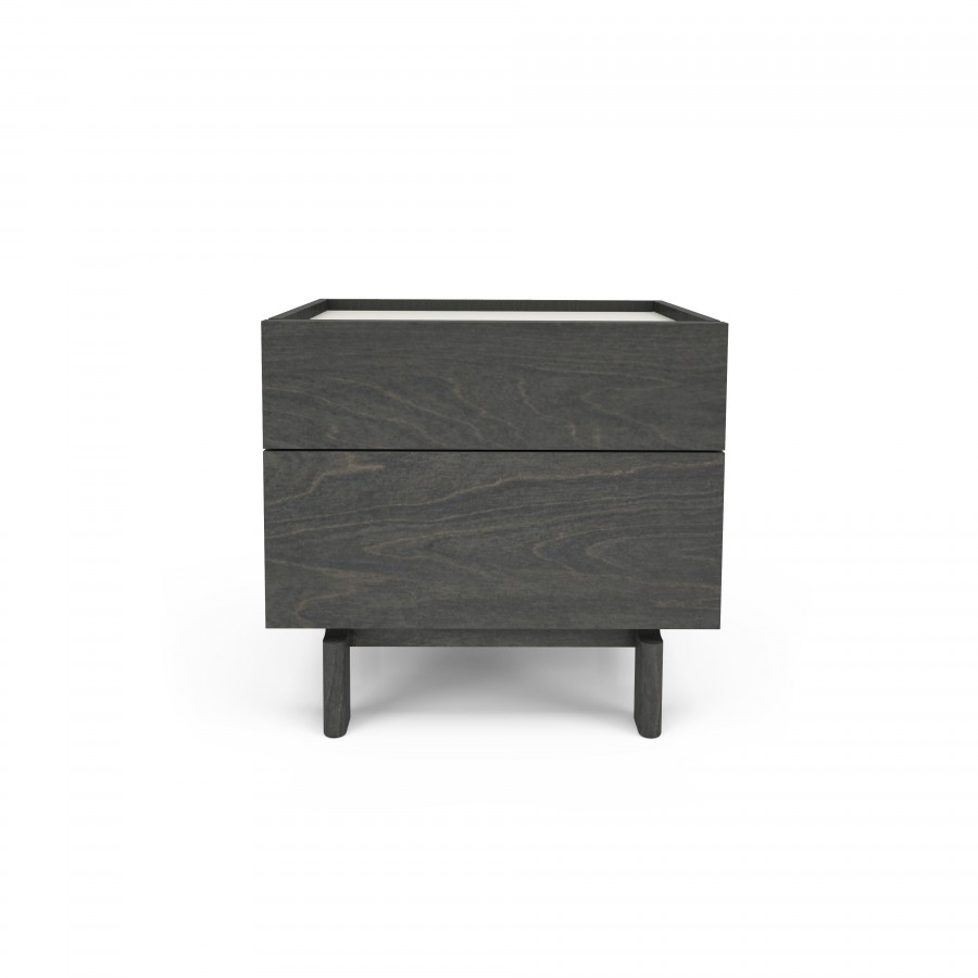Shown in anthracite 21 and cream 321 lacquered glass 2 drawer nightstand