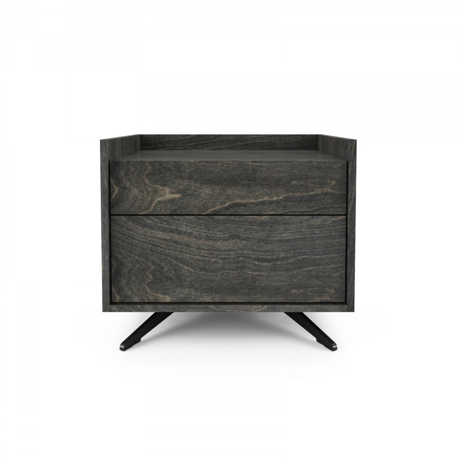 Shown in anthracite birch #021 & black lacquered glass front 2 drawer nightstand
