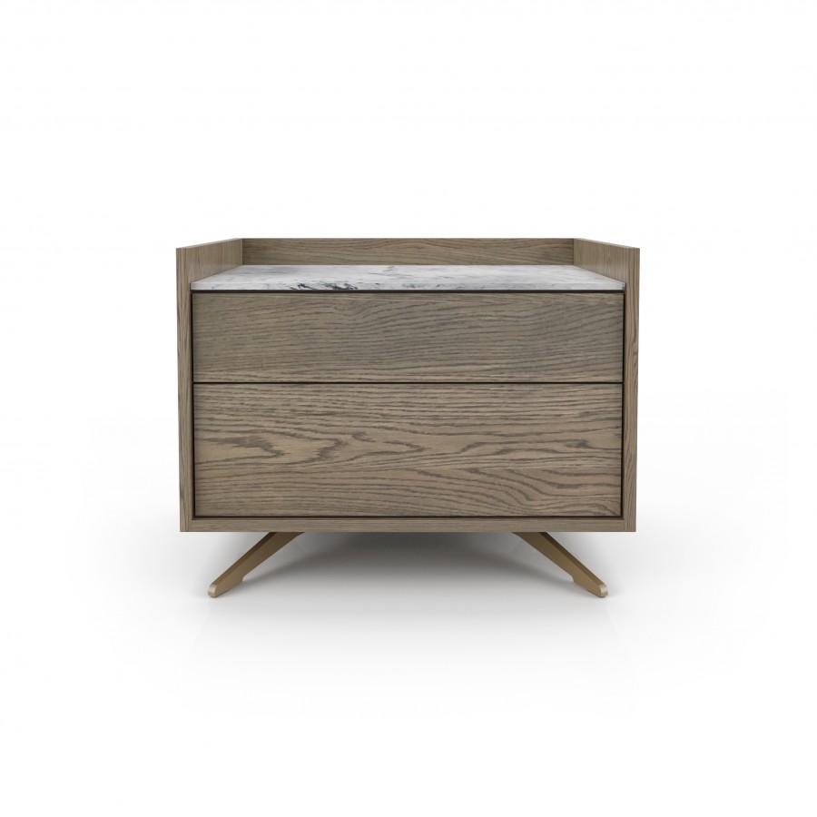 Shown in Raw Oak #405, White Cherokee marble Large nightstand