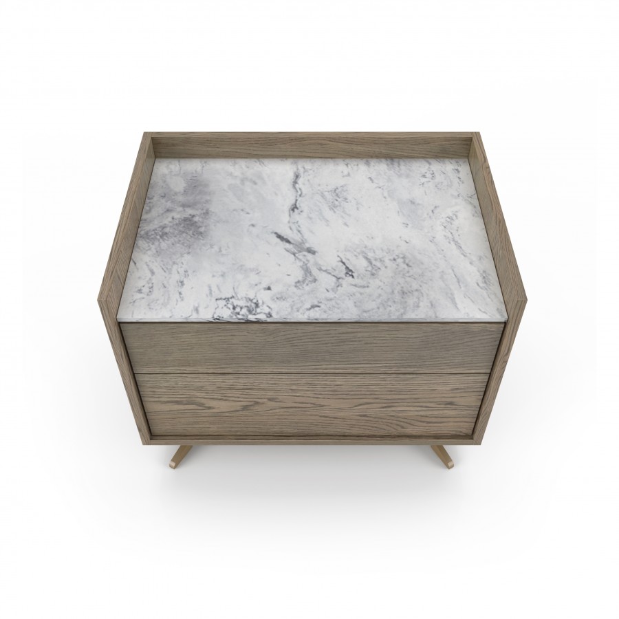 Shown in Raw Oak #405, White Cherokee marble Large nightstand