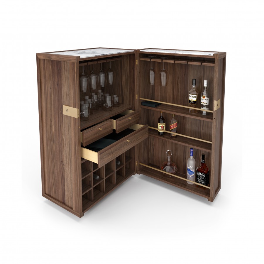 Shown in light natural walnut #500 and white Cherokee marble Bar