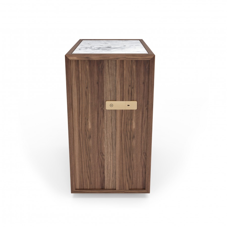 Shown in light natural walnut #500 and white Cherokee marble Bar